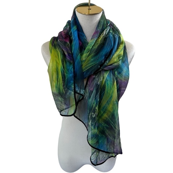 Huge Lightweight Tropical Flowy Scarf Wrap Beach Coverup - Picture 4 of 6